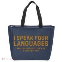 I Speak Four Languages Tote Bag thumb 0
