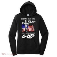 I Stand For The Flag And Kneel Before God America Flag Cross Meaningful Gift Women's Hoodie thumb 0