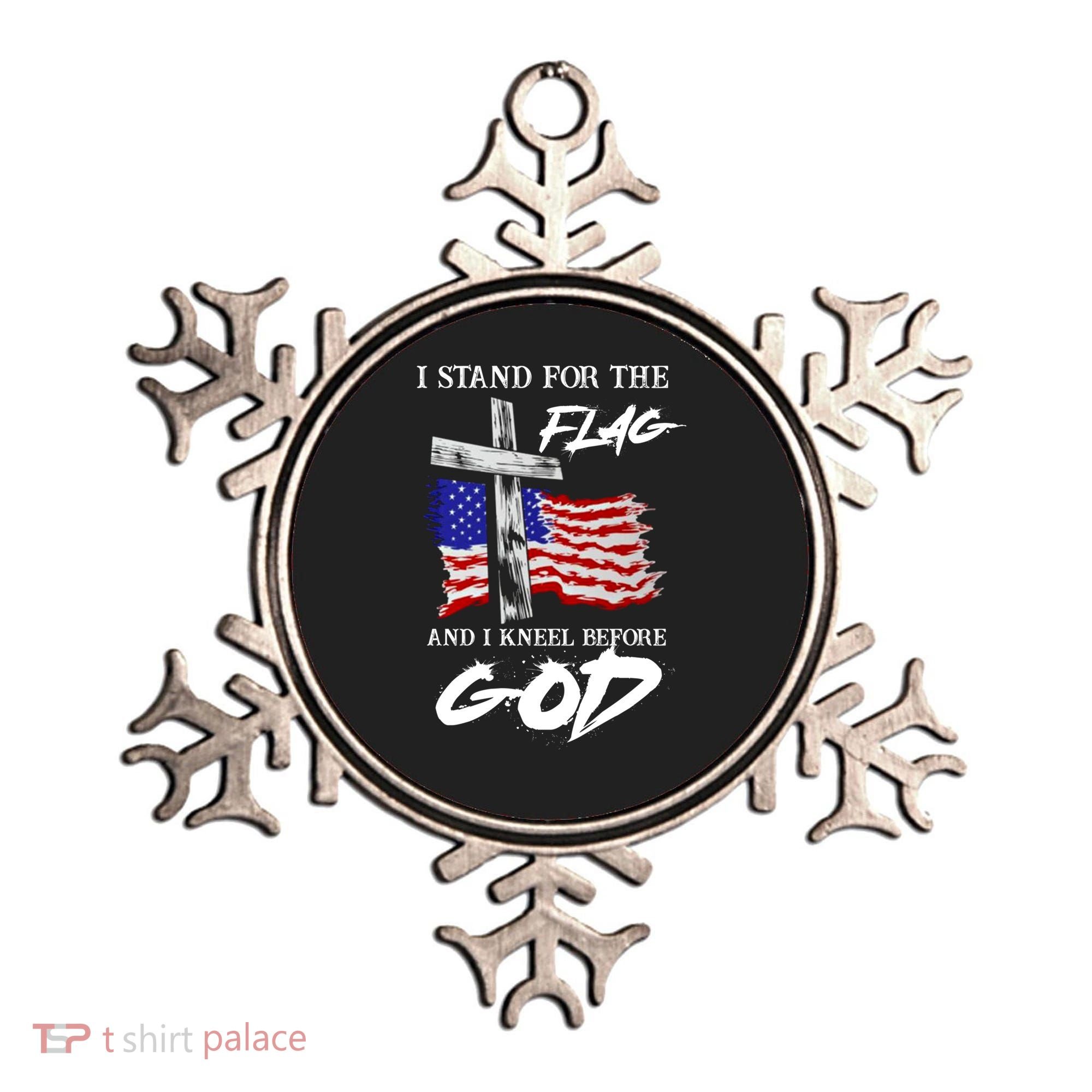 I Stand For The Flag And Kneel Before God America Flag Cross Meaningful Gift Ornament