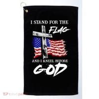 I Stand For The Flag And Kneel Before God America Flag Cross Meaningful Gift Golf Towel thumb 0