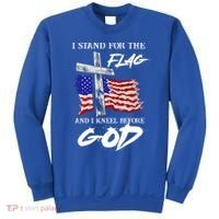 I Stand For The Flag And Kneel Before God America Flag Cross Meaningful Gift Sweatshirt thumb 0