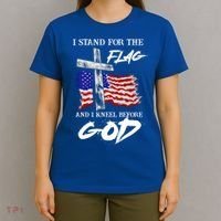 I Stand For The Flag And Kneel Before God America Flag Cross Meaningful Gift T-Shirt thumb 4