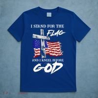 I Stand For The Flag And Kneel Before God America Flag Cross Meaningful Gift T-Shirt thumb 5