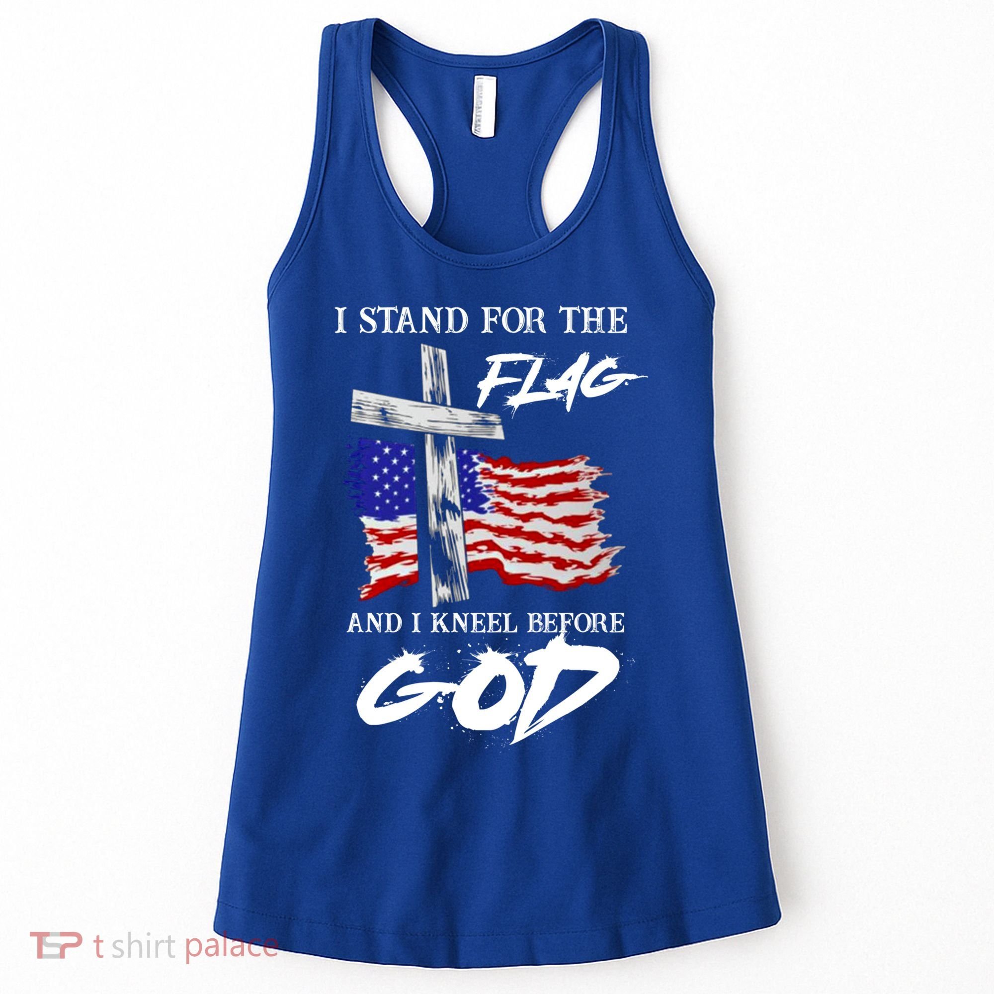I Stand For The Flag And Kneel Before God America Flag Cross Meaningful Gift Women's Tank Top