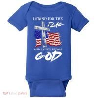 I Stand For The Flag And Kneel Before God America Flag Cross Meaningful Gift Baby Bodysuit thumb 0