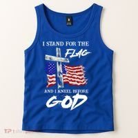 I Stand For The Flag And Kneel Before God America Flag Cross Meaningful Gift Tank Top thumb 2