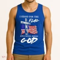 I Stand For The Flag And Kneel Before God America Flag Cross Meaningful Gift Tank Top thumb 3