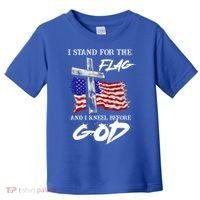 I Stand For The Flag And Kneel Before God America Flag Cross Meaningful Gift Toddler T-Shirt thumb 0