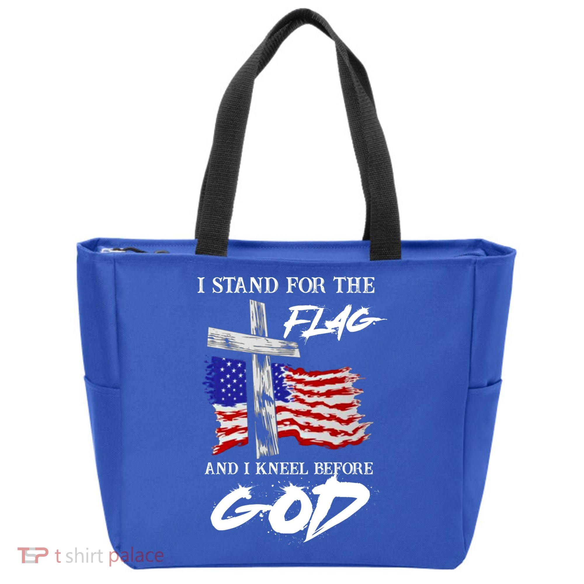 I Stand For The Flag And Kneel Before God America Flag Cross Meaningful Gift Tote Bag