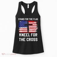 I Stand For The Flag Kneel For The Cross Patriotic Christian Women's Tank Top thumb 0