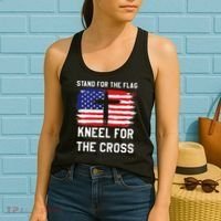 I Stand For The Flag Kneel For The Cross Patriotic Christian Women's Tank Top thumb 2