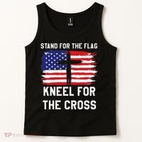 I Stand For The Flag Kneel For The Cross Patriotic Christian Tank Top thumb 2