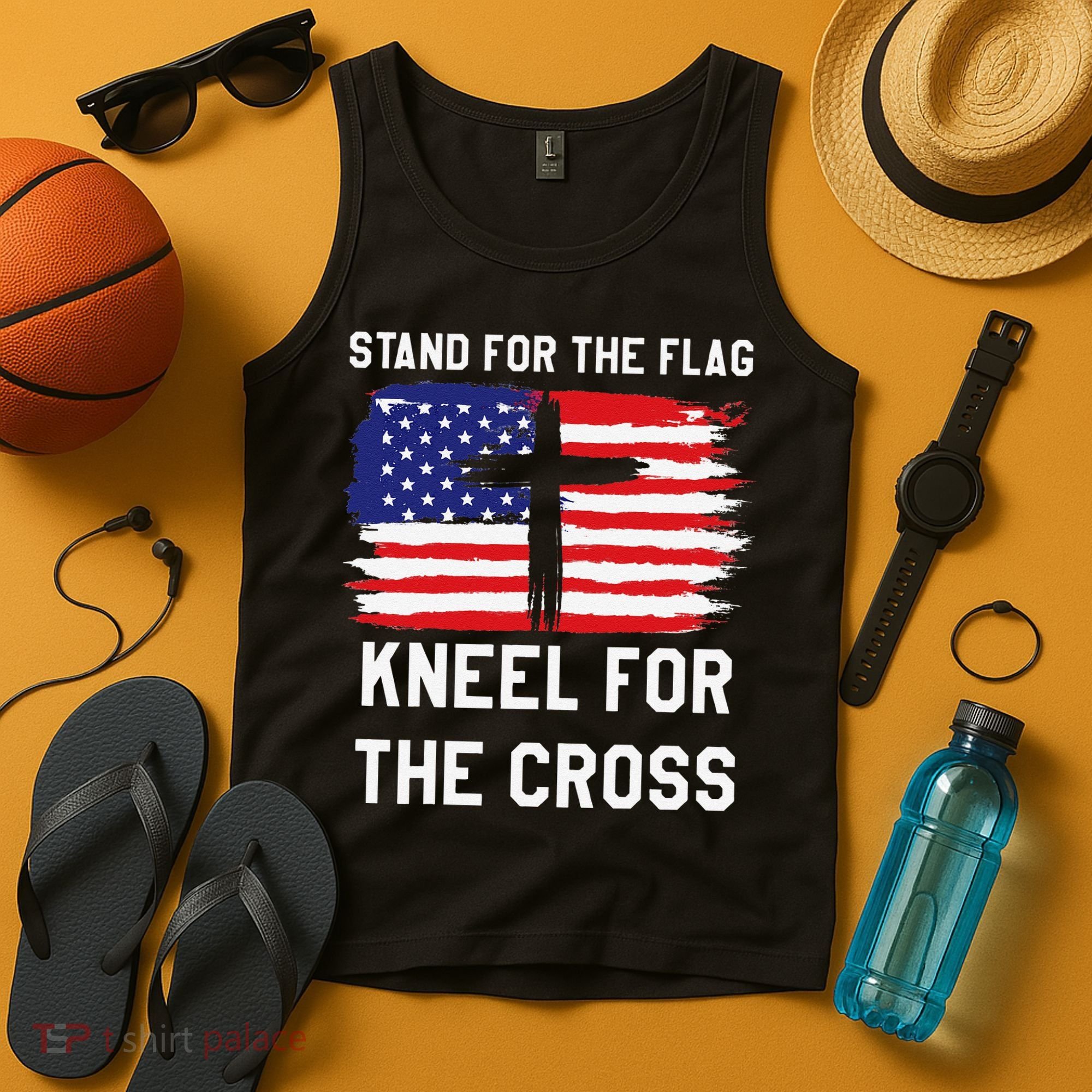 I Stand For The Flag Kneel For The Cross Patriotic Christian Tank Top