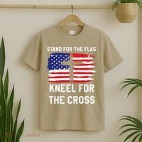 I Stand For The Flag Kneel For The Cross Patriotic Christian T-Shirt thumb 2