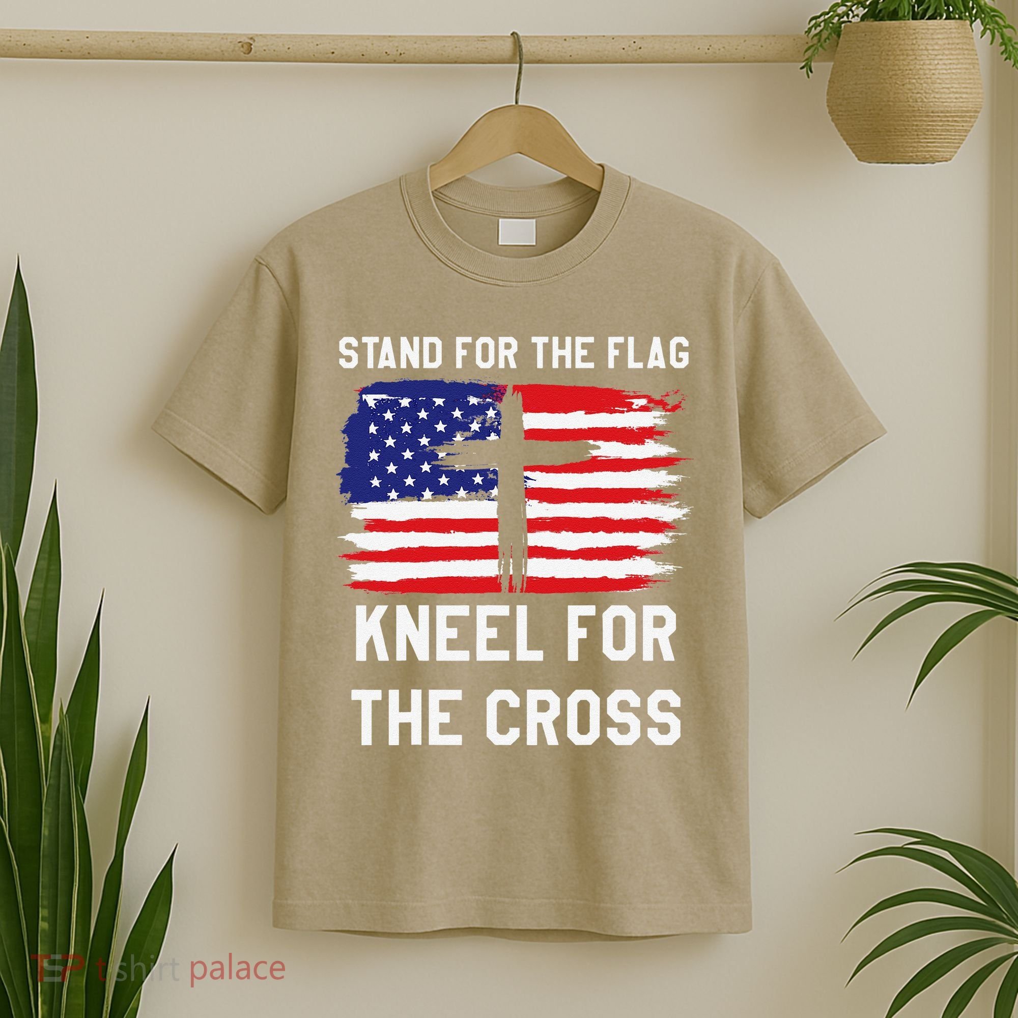 I Stand For The Flag Kneel For The Cross Patriotic Christian T-Shirt