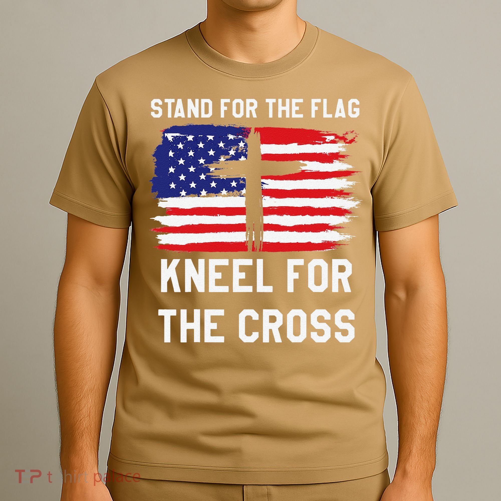 I Stand For The Flag Kneel For The Cross Patriotic Christian T-Shirt