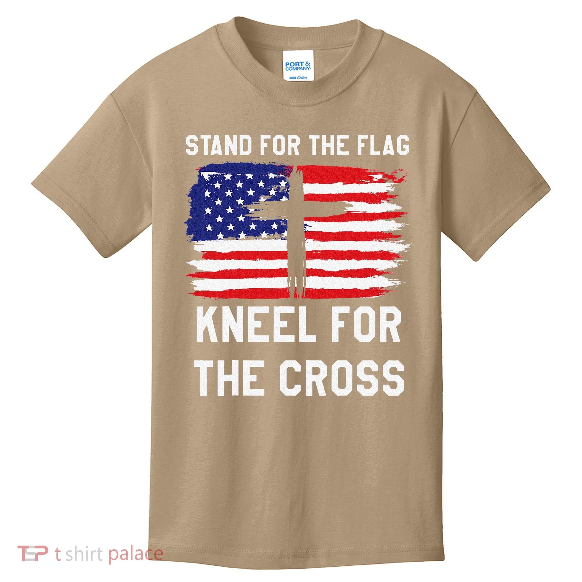 I Stand For The Flag Kneel For The Cross Patriotic Christian Kids T-Shirt