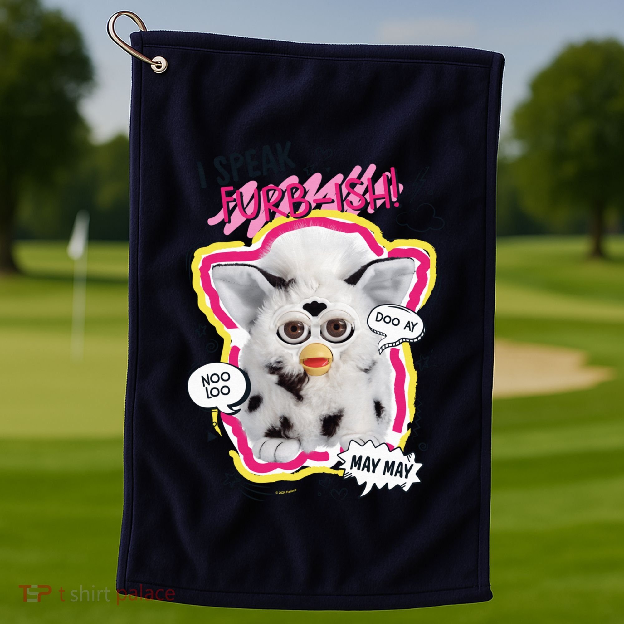 I Speak Furbish! Snowball Retro Vibes Big Chest Golf Towel