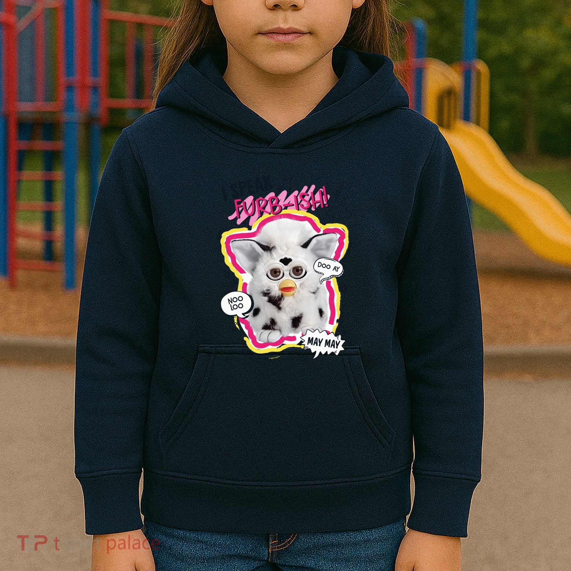 I Speak Furbish! Snowball Retro Vibes Big Chest Kids Hoodie