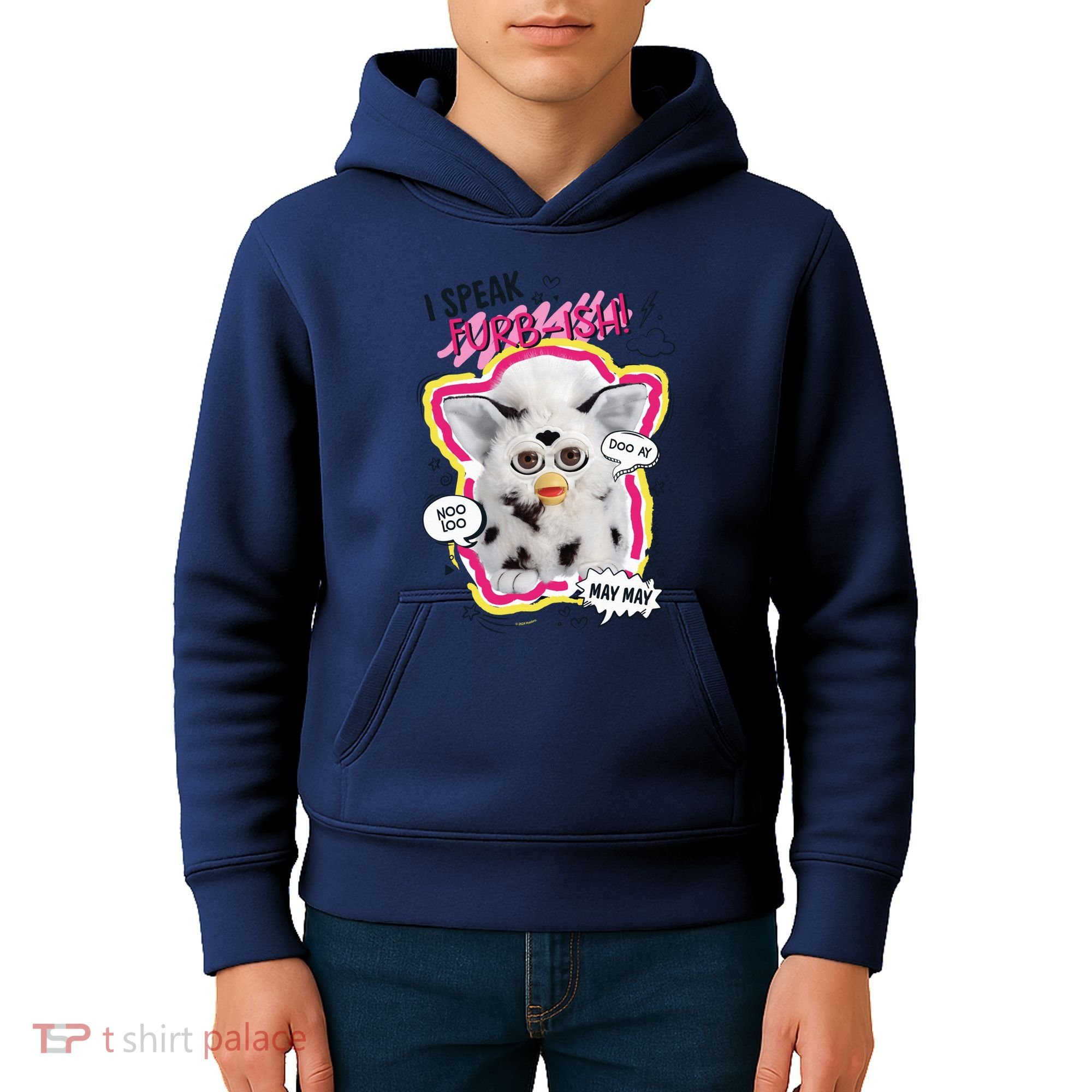 I Speak Furbish! Snowball Retro Vibes Big Chest Kids Hoodie