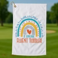 I Speak Fluent Toddler Funny Golf Towel thumb 1
