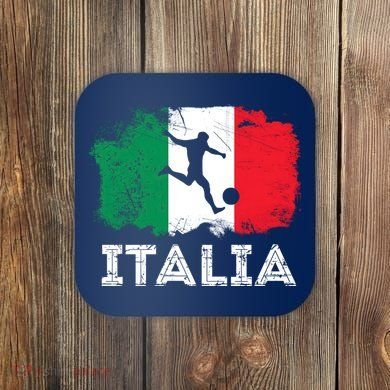 Italian soccer grunge flag Coaster