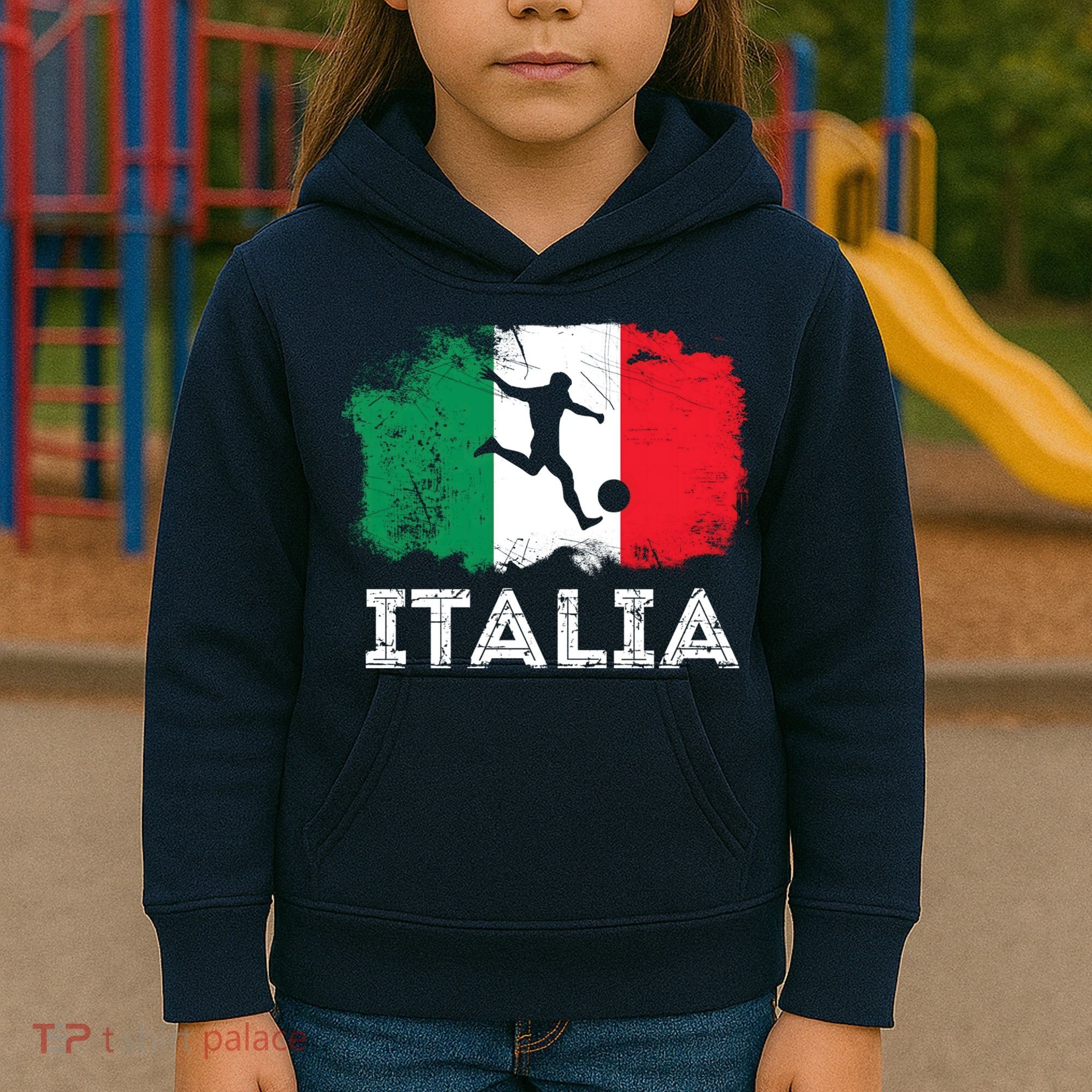 Italian soccer grunge flag Kids Hoodie