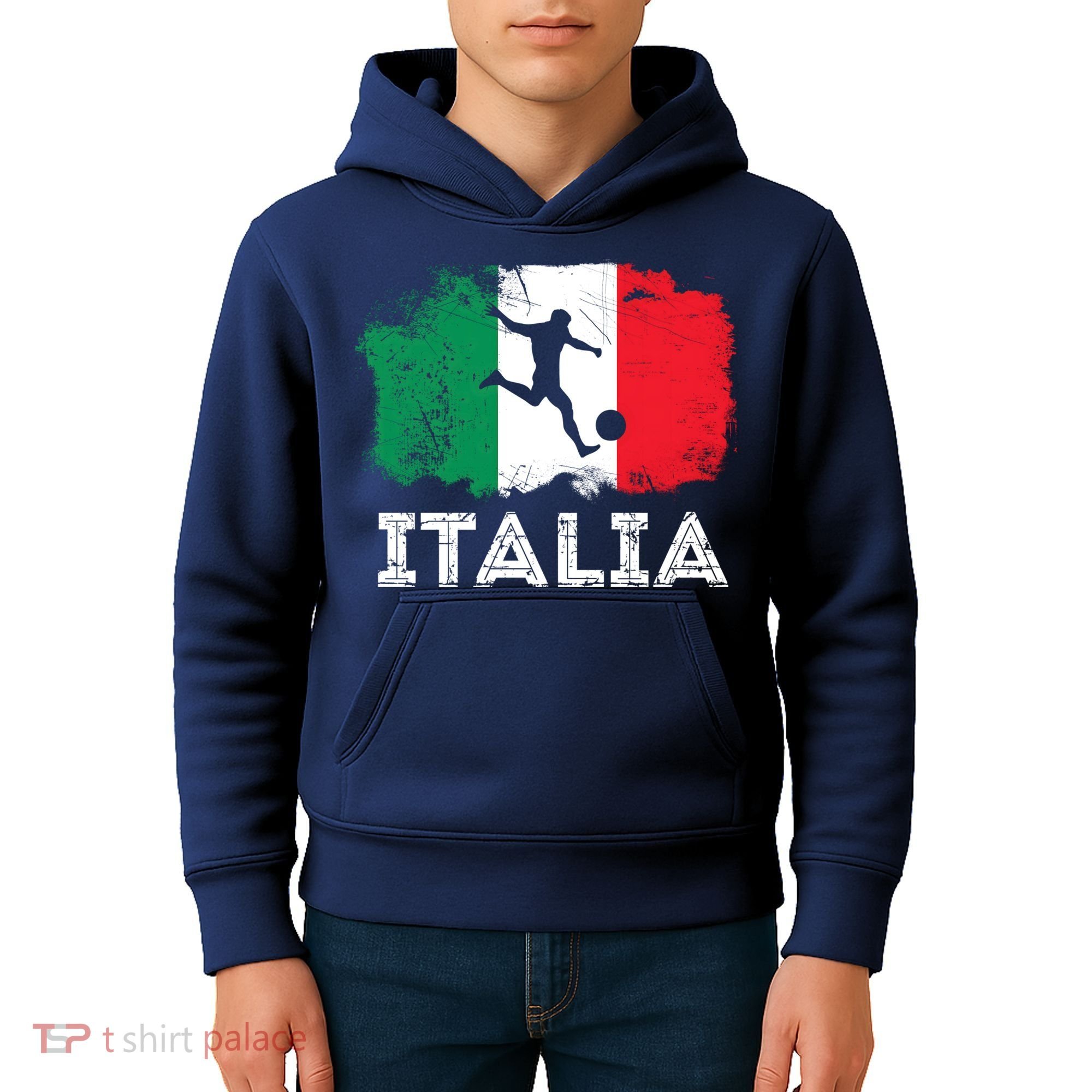 Italian soccer grunge flag Kids Hoodie
