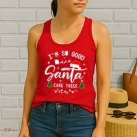 Im So Good Santa Came Twice Funny Christmas Lights Women's Tank Top thumb 2