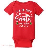 Im So Good Santa Came Twice Funny Christmas Lights Baby Bodysuit thumb 0