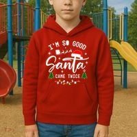 Im So Good Santa Came Twice Funny Christmas Lights Kids Hoodie thumb 2