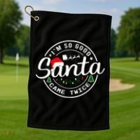 Im So Good Santa Came Twice Funny Christmas Logo Golf Towel thumb 1