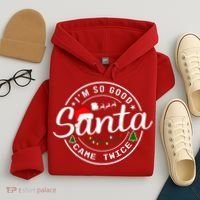Im So Good Santa Came Twice Funny Christmas Logo Hoodie thumb 4