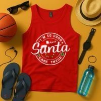 Im So Good Santa Came Twice Funny Christmas Logo Tank Top thumb 4