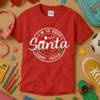 Im So Good Santa Came Twice Funny Christmas Logo Kids T-Shirt thumb 3