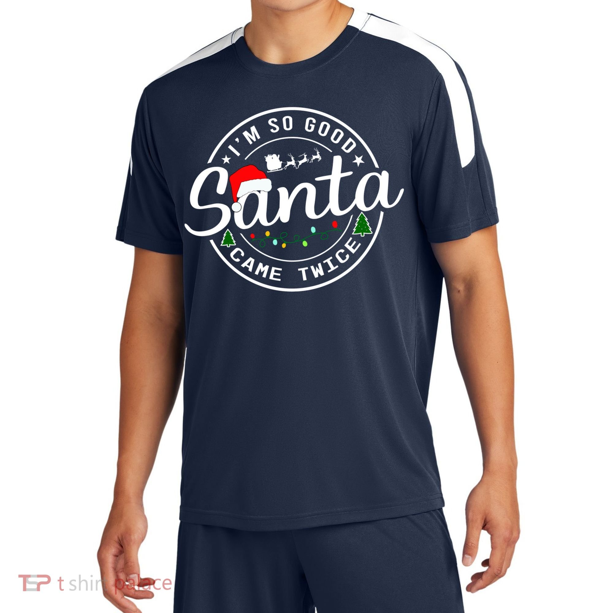 Im So Good Santa Came Twice Funny Christmas Logo Sport-Tek Competitor United Soccer Jersey