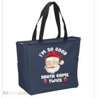 I'm So Good Santa Came Twice Funny Christmas Pajama Humor Tote Bag thumb 2