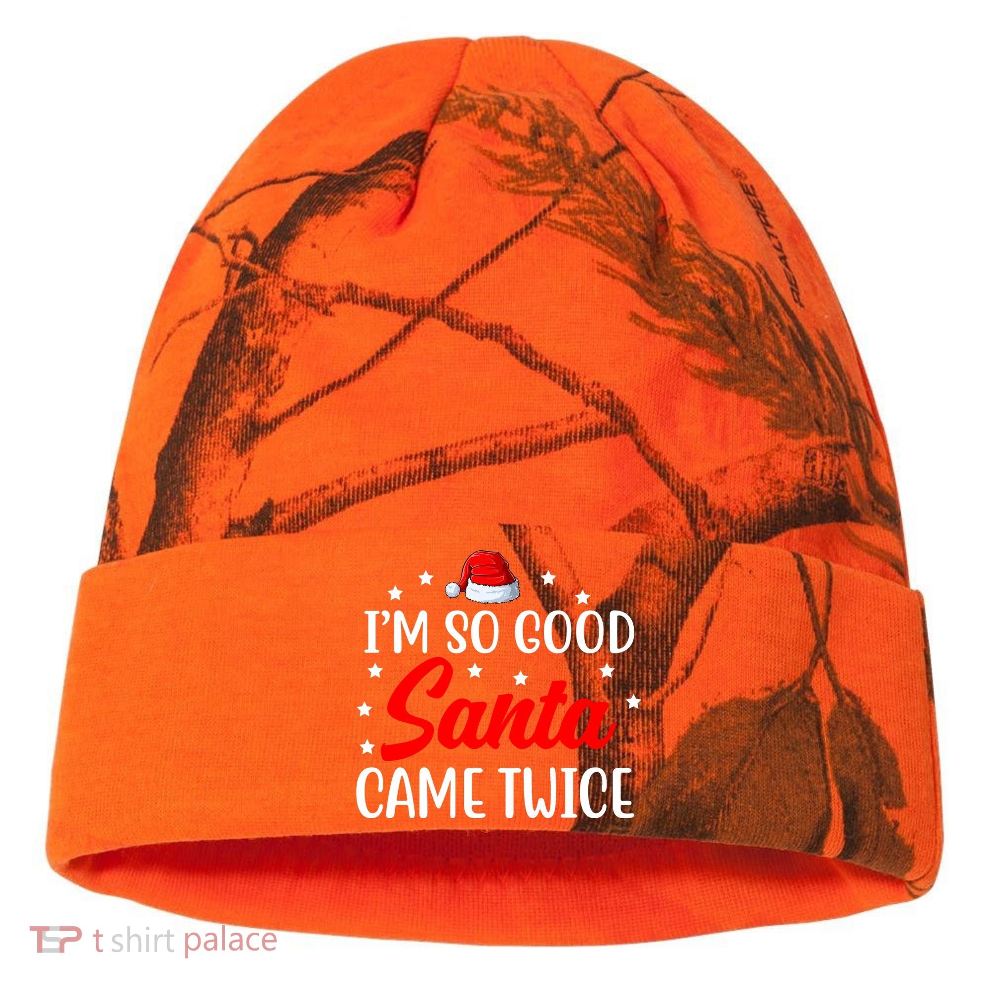 I'm So Good Santa Came Twice Funny Christmas Kati Licensed 12" Camo Cuffed Beanie