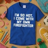 IM So Hot I Come With My Own Firefighter Funny Fire Cool Gift Kids T-Shirt thumb 3