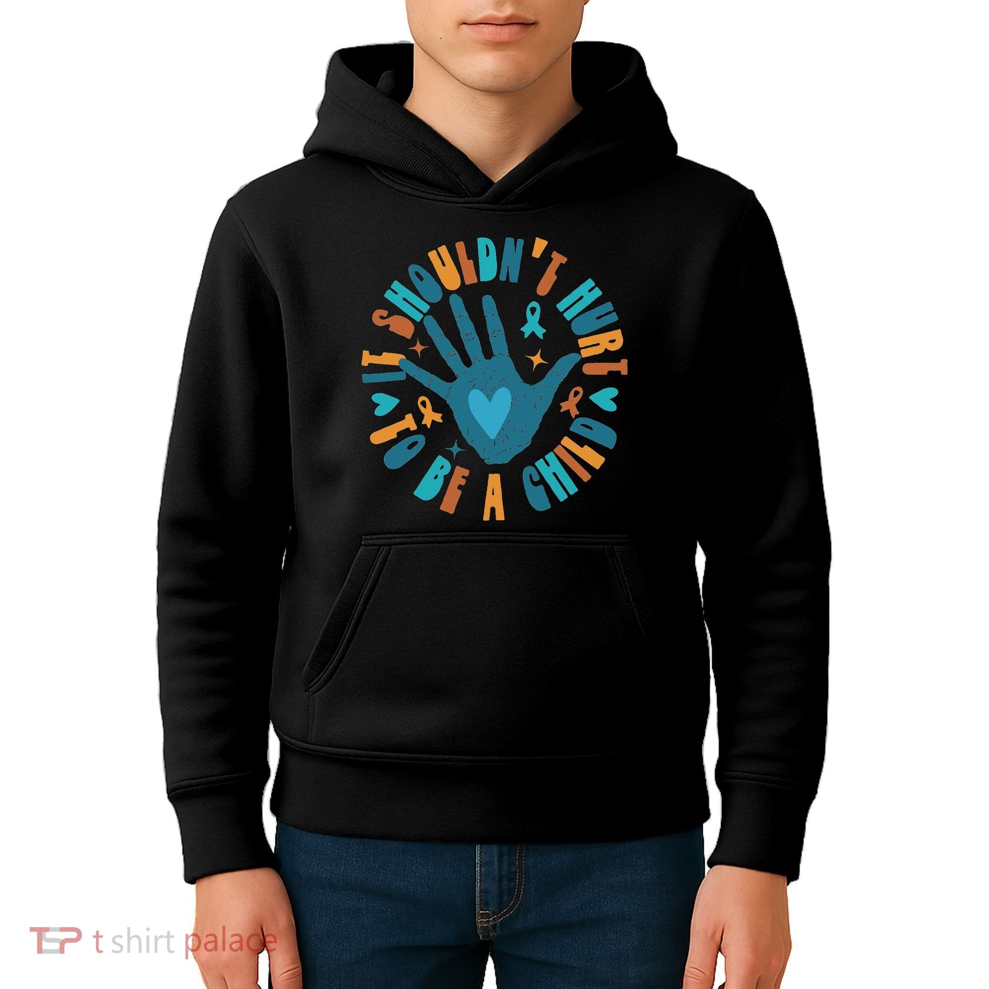 It Shouldn't Hurt To Be A Child Abuse Prevention Awareness Kids Hoodie