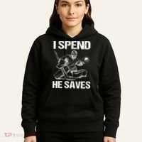 I Spend He Saves Hockey Goalie Hoodie thumb 5