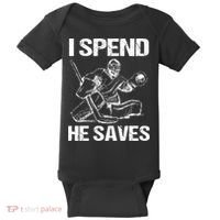 I Spend He Saves Hockey Goalie Baby Bodysuit thumb 0