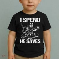 I Spend He Saves Hockey Goalie Toddler T-Shirt thumb 2