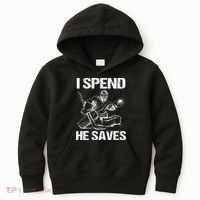 I Spend He Saves Hockey Goalie Kids Hoodie thumb 0
