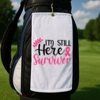 I'm Still Here Survivor Breast Cancer Awareness Golf Towel thumb 2