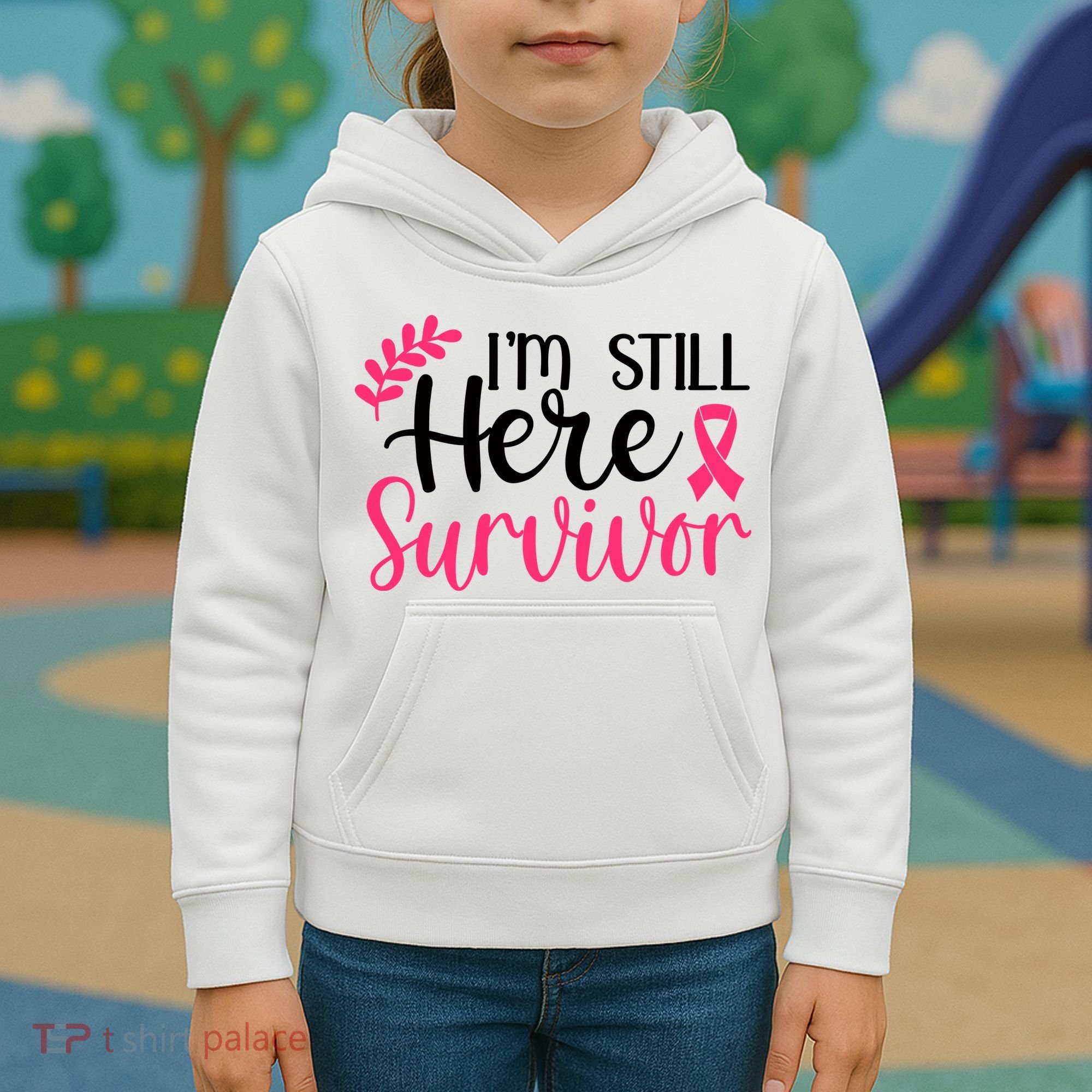 I'm Still Here Survivor Breast Cancer Awareness Kids Hoodie