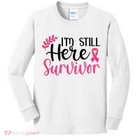 I'm Still Here Survivor Breast Cancer Awareness Kids Long Sleeve Shirt thumb 0