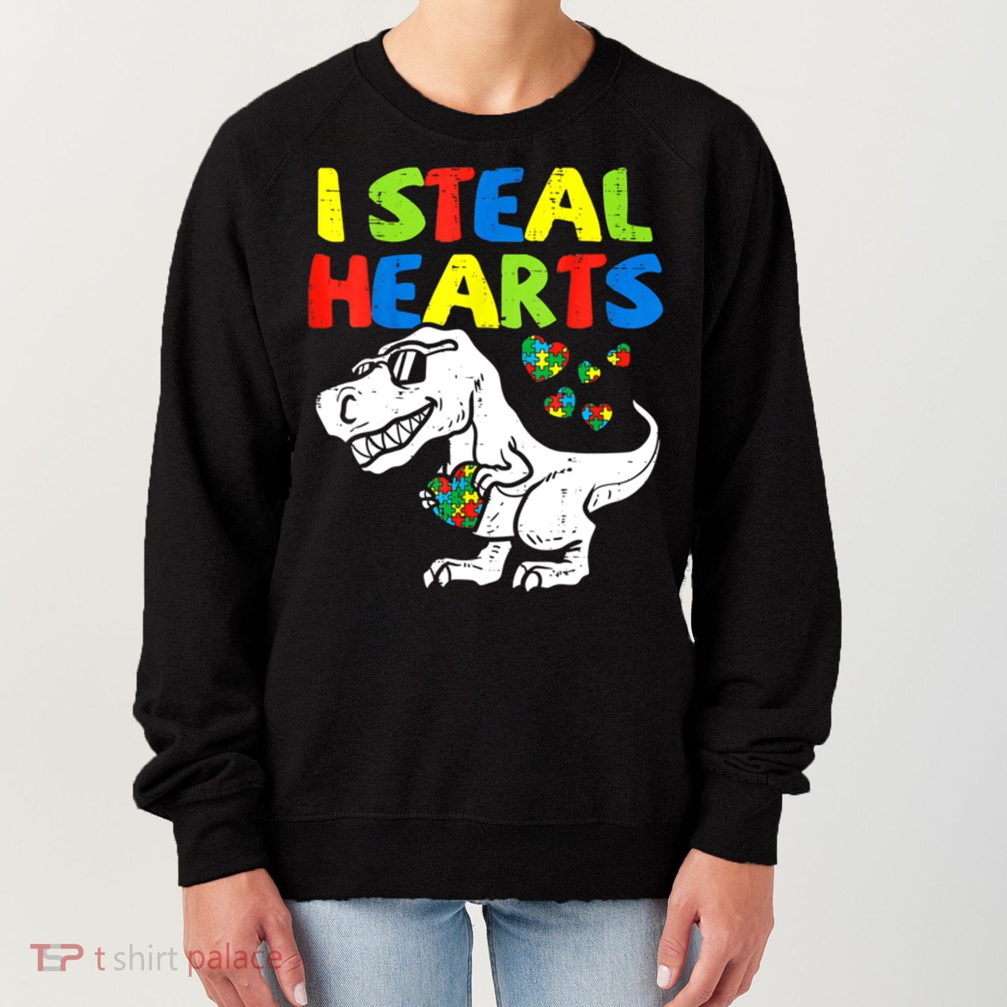 I Steal Hearts Autism Dinosaur Women's Sweatshirt