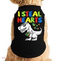 I Steal Hearts Autism Dinosaur Doggie Tank thumb 0