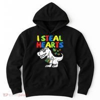 I Steal Hearts Autism Dinosaur Hoodie thumb 0